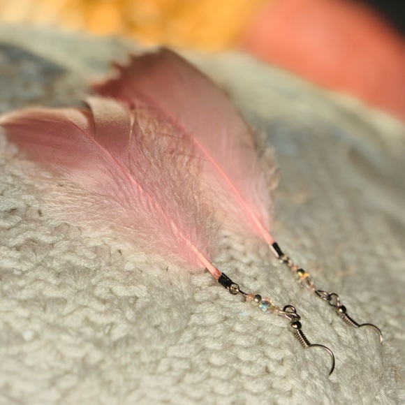 🪶 Peachy-Pink Boho Feather Festival Earrings | OOAK Handcrafted With Love 🍑 - Picture 10 of 13
